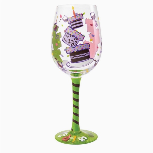 Lolita hand painted “tipsy birthday” wine glass